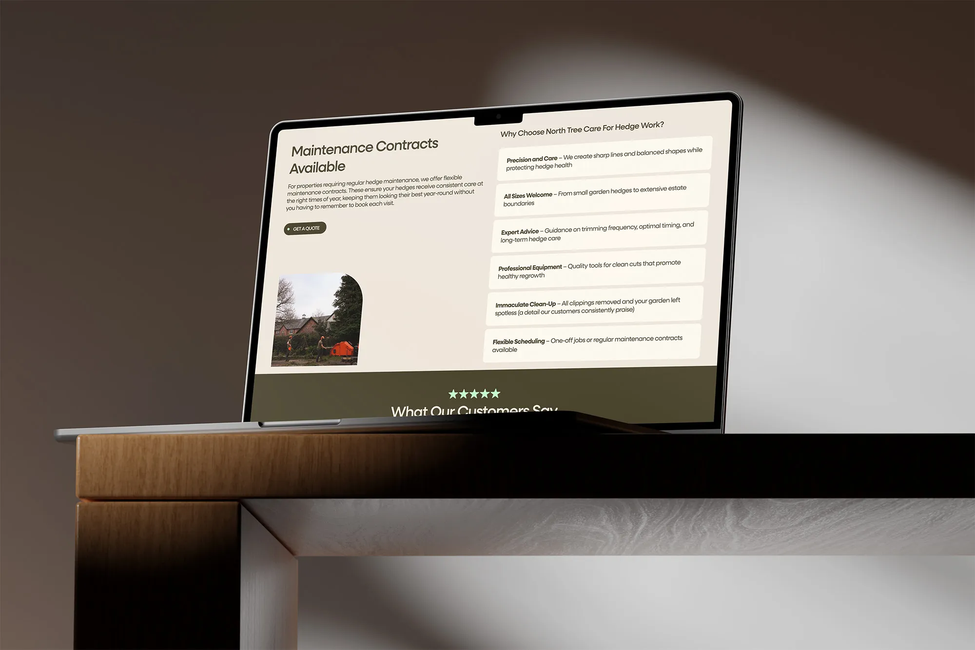North Tree Care website on a laptop
