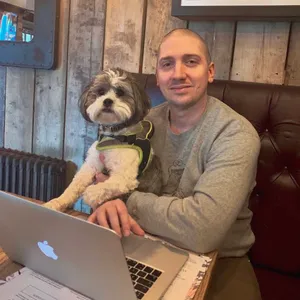 Matt, Director of Studio Oliver, with his dog
